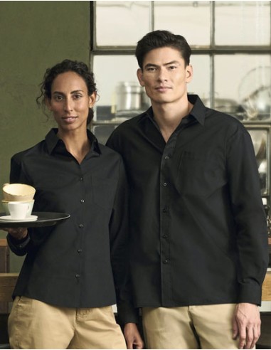 RUS-0R934M0-Men's Long Sleeve Classic Polycotton Poplin Shirt